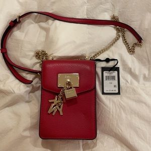 DKNY ELISSA NORTH-SOUTH LEATHER CROSSBODY